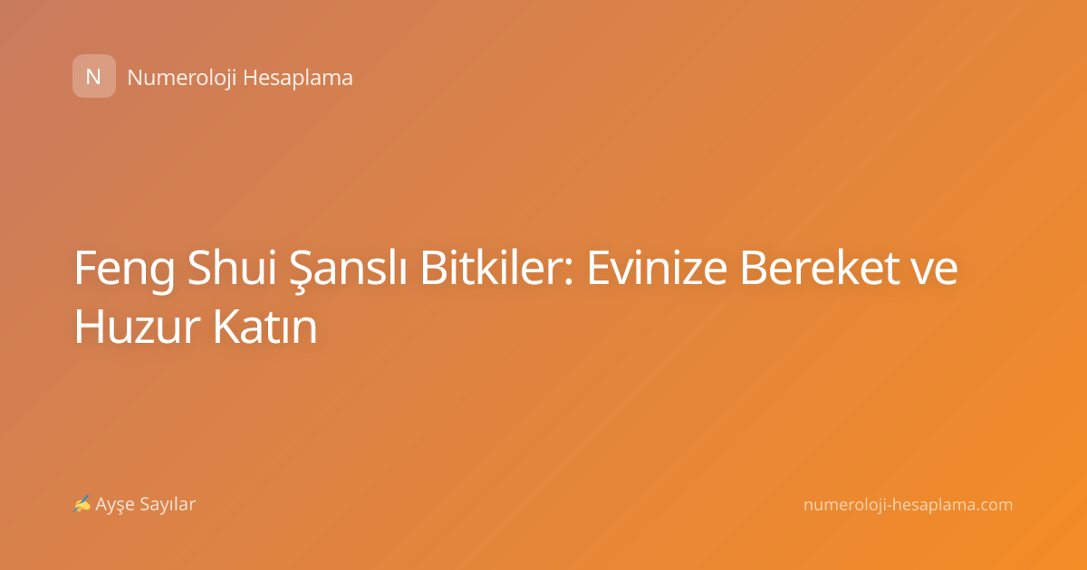 Feng Shui Şanslı Bitkiler: Evinize Bereket ve Huzur Katın